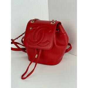 Chanel CC Mania Red Leather Backpack 2019 Collection by Karl Lagerfeld C2